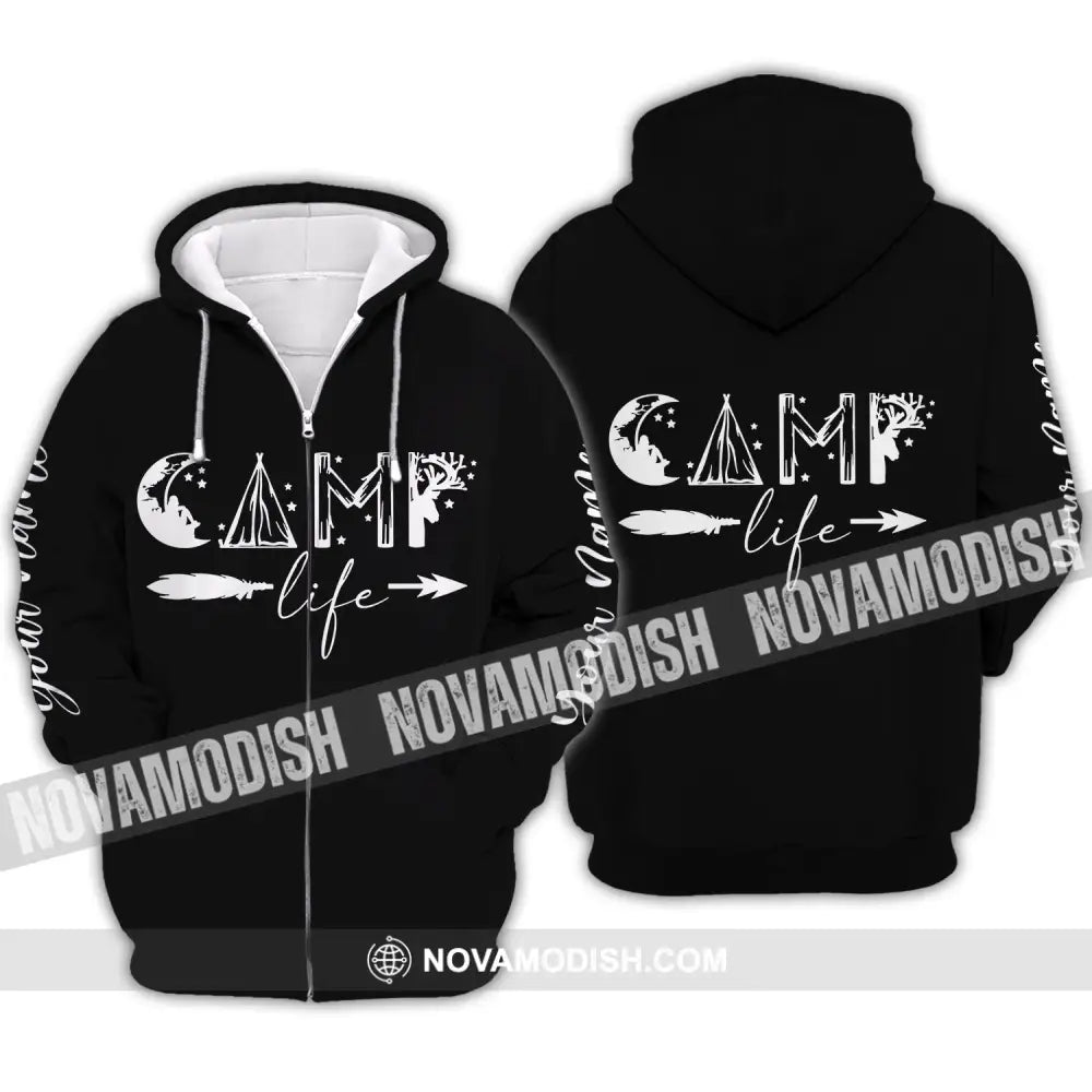 Unisex Shirt - Custom Name Shirt - Camping Shirt Camping Life Gift For Camping Lover Zipper Hoodie / S T-shirt