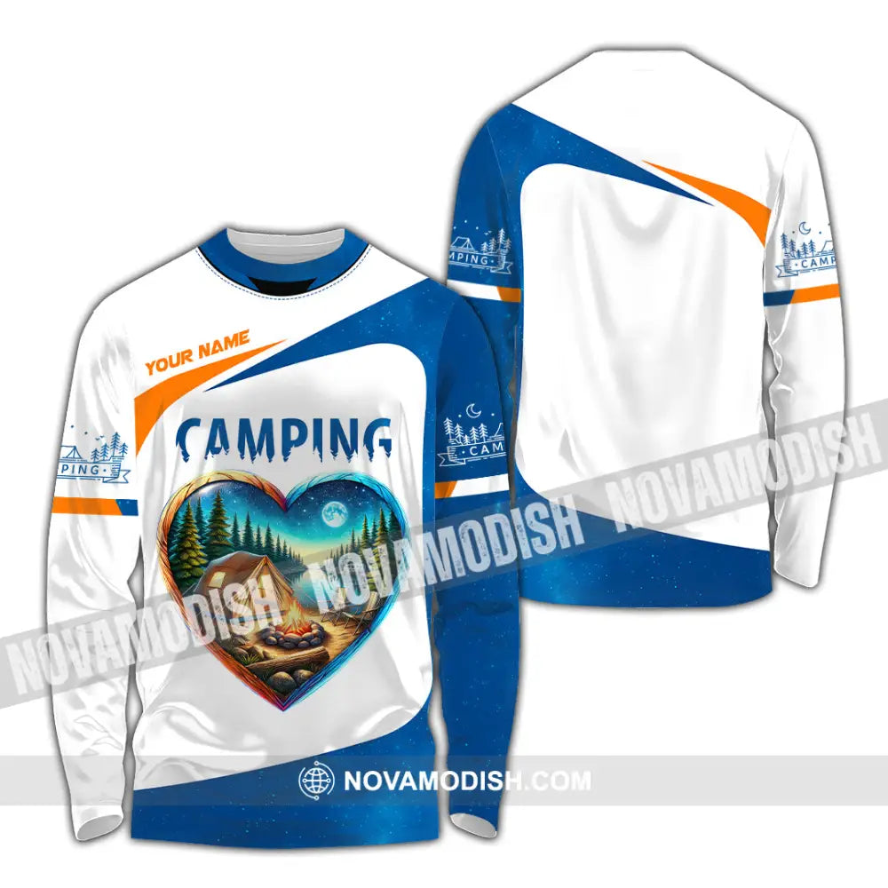 Unisex Shirt Custom Name Camping Polo Long Sleeve Love T-Shirt / S T-Shirt