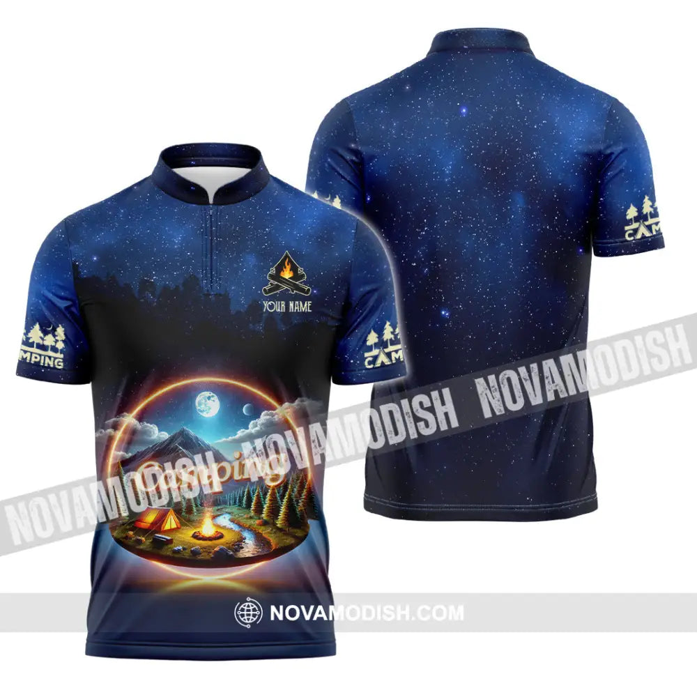 Unisex Shirt Custom Name Camping Team Uniform Zipper Polo / S T-Shirt