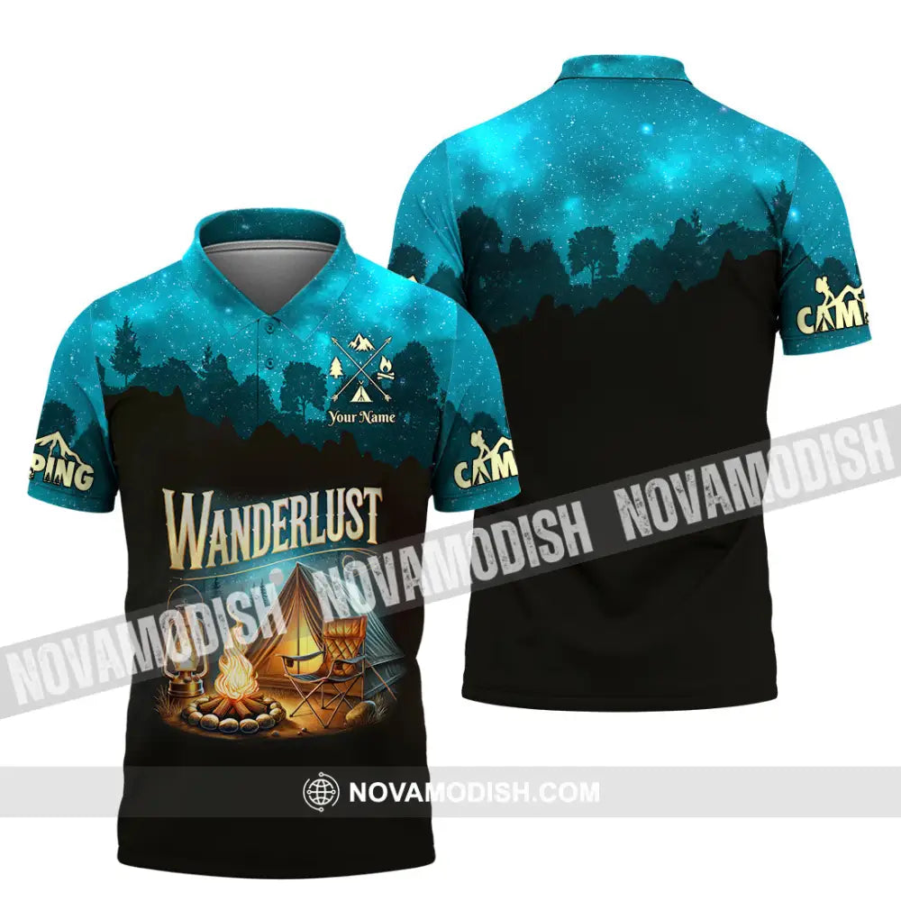 Unisex Shirt Custom Name Camping Wanderlust Polo Long Sleeve Love T-Shirt / S T-Shirt