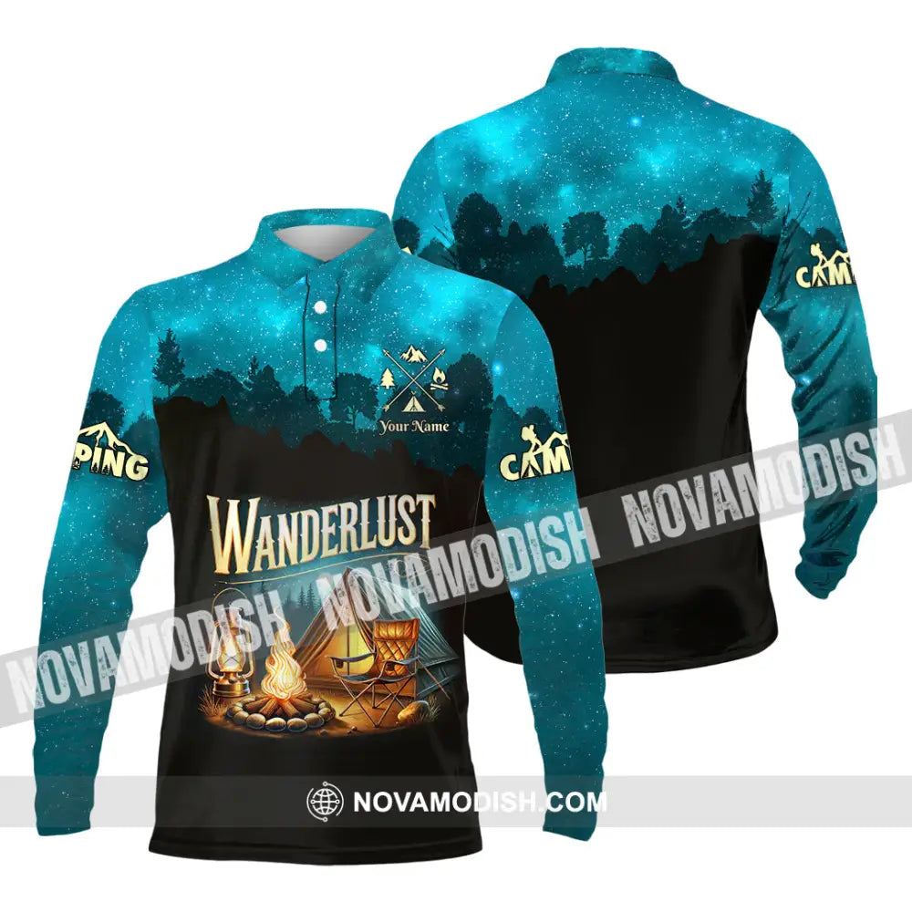 Unisex Shirt Custom Name Camping Wanderlust Polo Long Sleeve Love T-Shirt / S T-Shirt