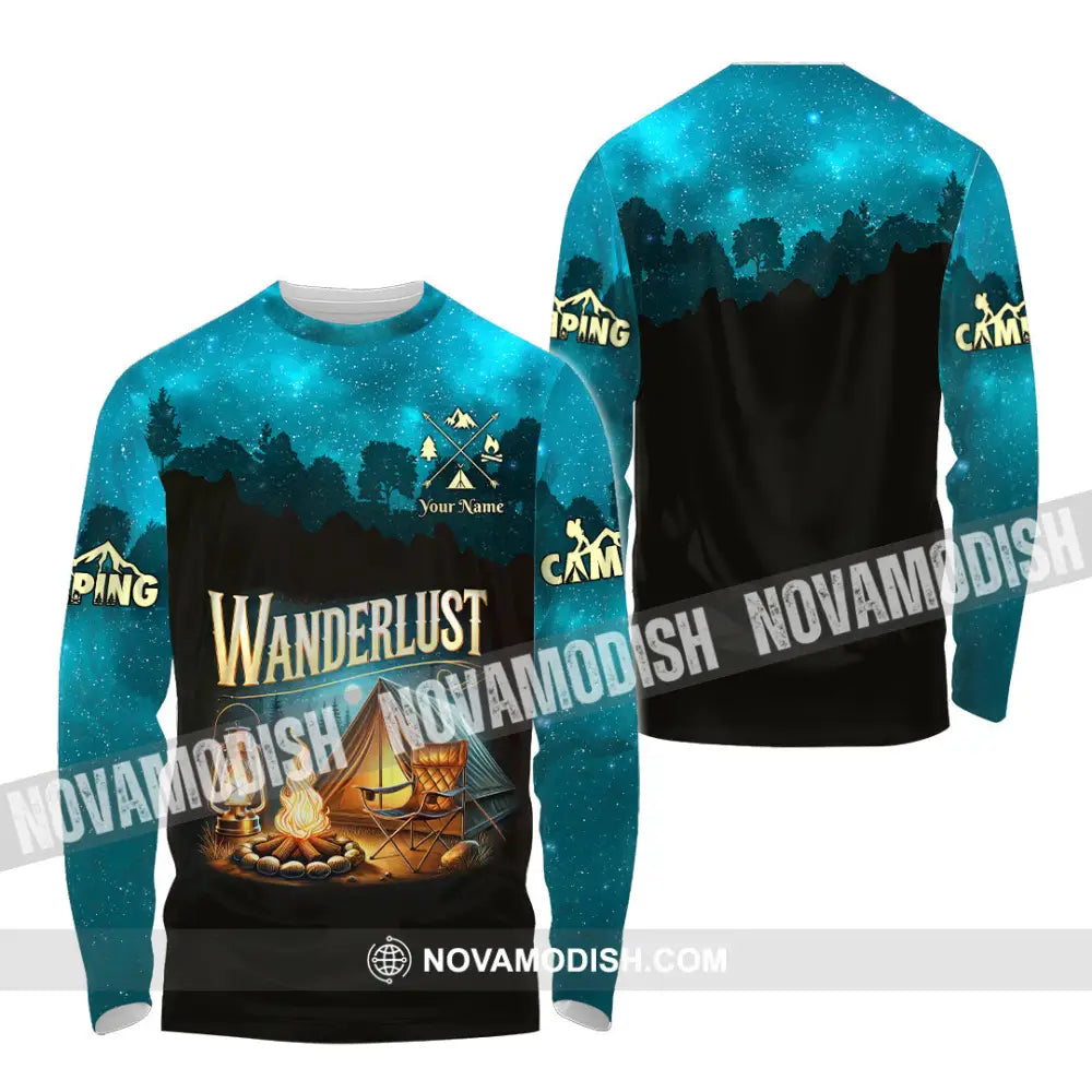 Unisex Shirt Custom Name Camping Wanderlust Polo Long Sleeve Love T-Shirt / S T-Shirt