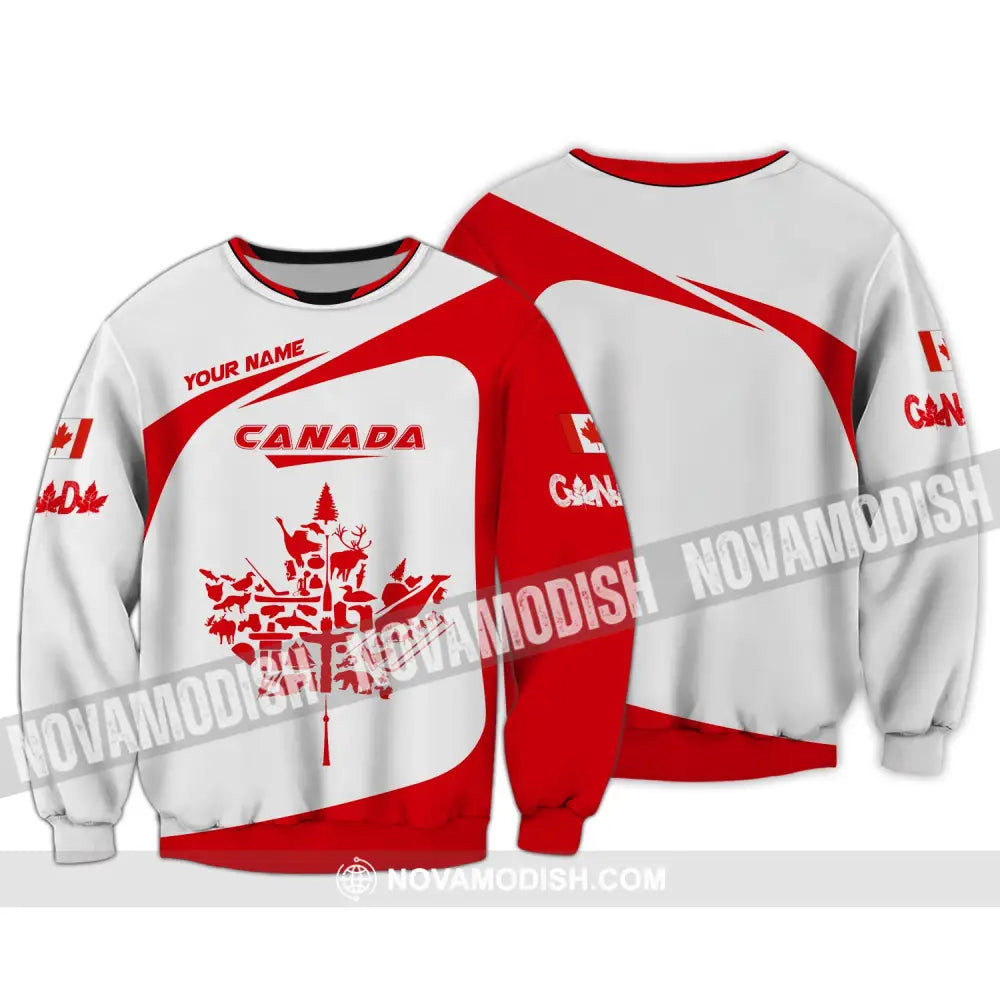 Unisex Shirt Custom Name Canada Canadian Pride Gift Long Sleeve / S T-Shirt