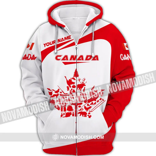 Unisex Shirt Custom Name Canada Canadian Pride Gift Zipper Hoodie / S T-Shirt