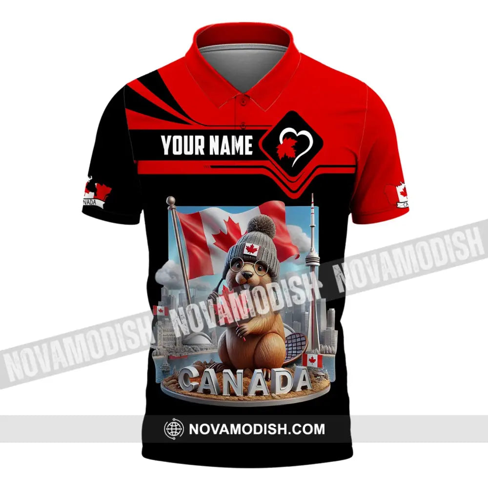 Unisex Shirt - Custom Name Canada Icons Polo / S T-Shirt