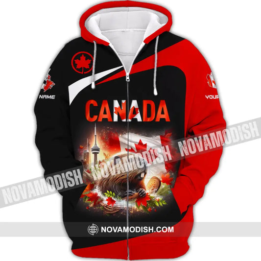 Unisex Shirt Custom Name Canada Long Sleeve Polo Lover Gift Zipper Hoodie / S T-Shirt