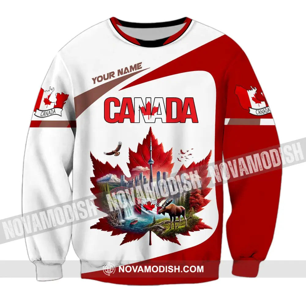 Unisex Shirt Custom Name Canada Love T-Shirt Long Sleeve / S T-Shirt