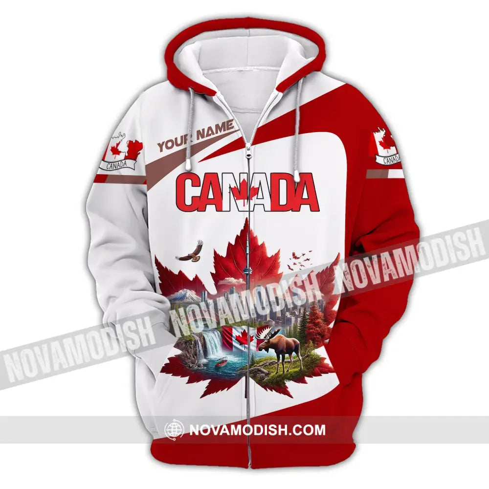 Unisex Shirt Custom Name Canada Love T-Shirt Zipper Hoodie / S T-Shirt