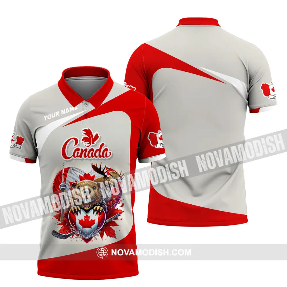 Unisex Shirt Custom Name Canada Lover Polo Long Sleeve Canadian Gift / S T-Shirt
