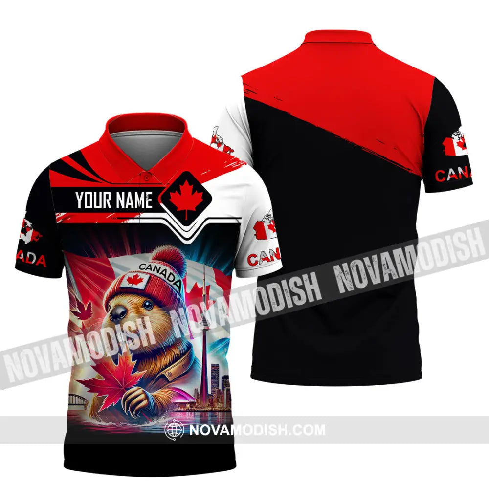Unisex Shirt Custom Name Canada Lover Polo Long Sleeve Canadian Gift / S T-Shirt