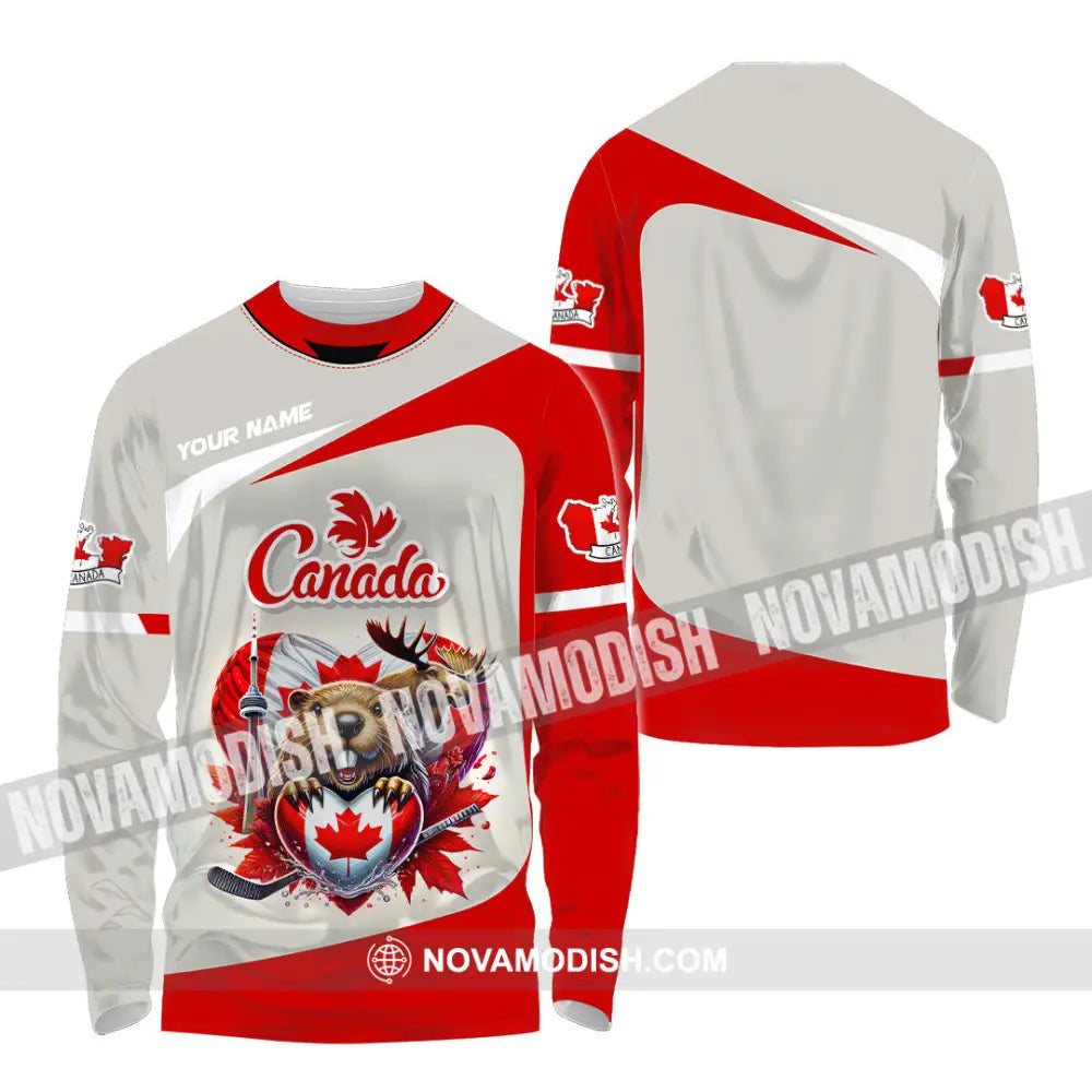 Unisex Shirt Custom Name Canada Lover Polo Long Sleeve Canadian Gift / S T-Shirt