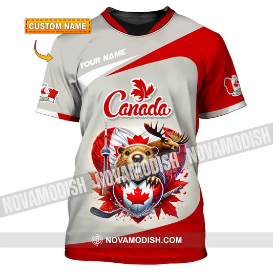 Unisex Shirt Custom Name Canada Lover Polo Long Sleeve Canadian Gift T-Shirt