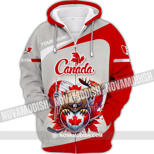 Unisex Shirt Custom Name Canada Lover Polo Long Sleeve Canadian Gift Zipper Hoodie / S T-Shirt