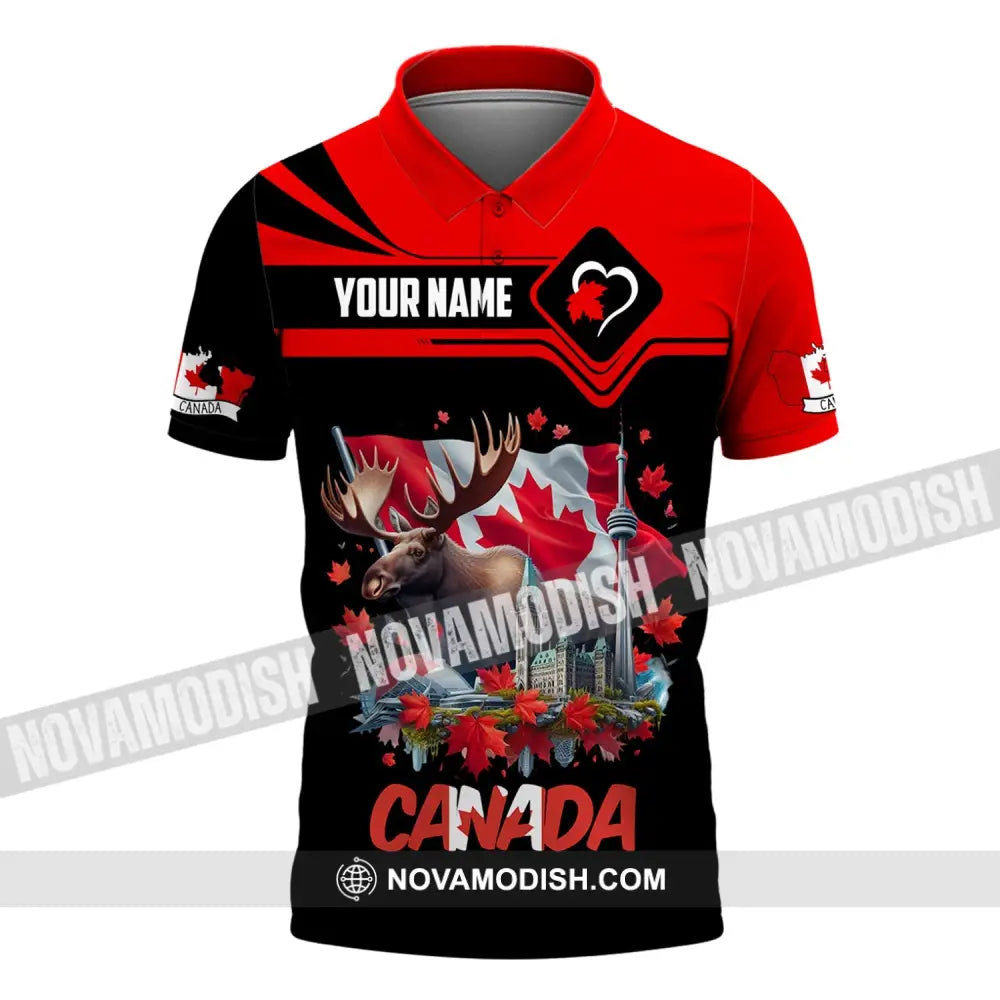 Unisex Shirt Custom Name Canada Polo Long Sleeve Gift / S T-Shirt