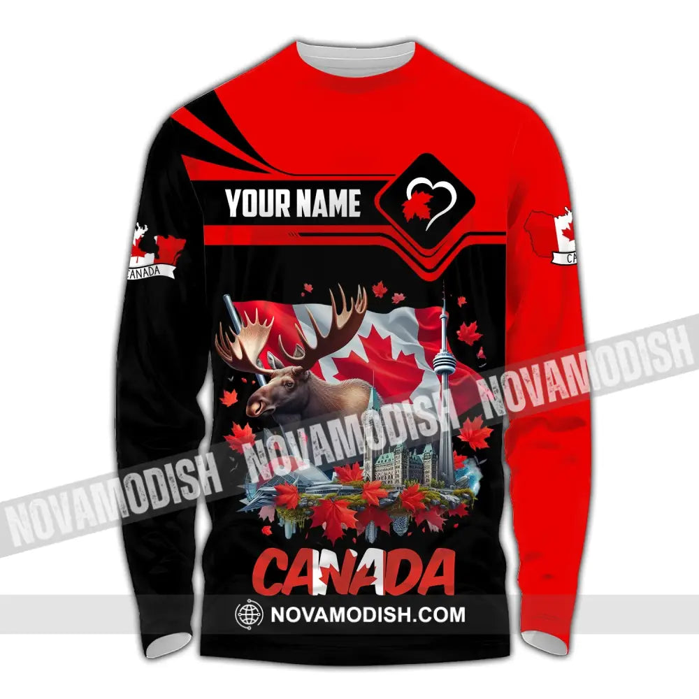 Unisex Shirt Custom Name Canada Polo Long Sleeve Gift / S T-Shirt