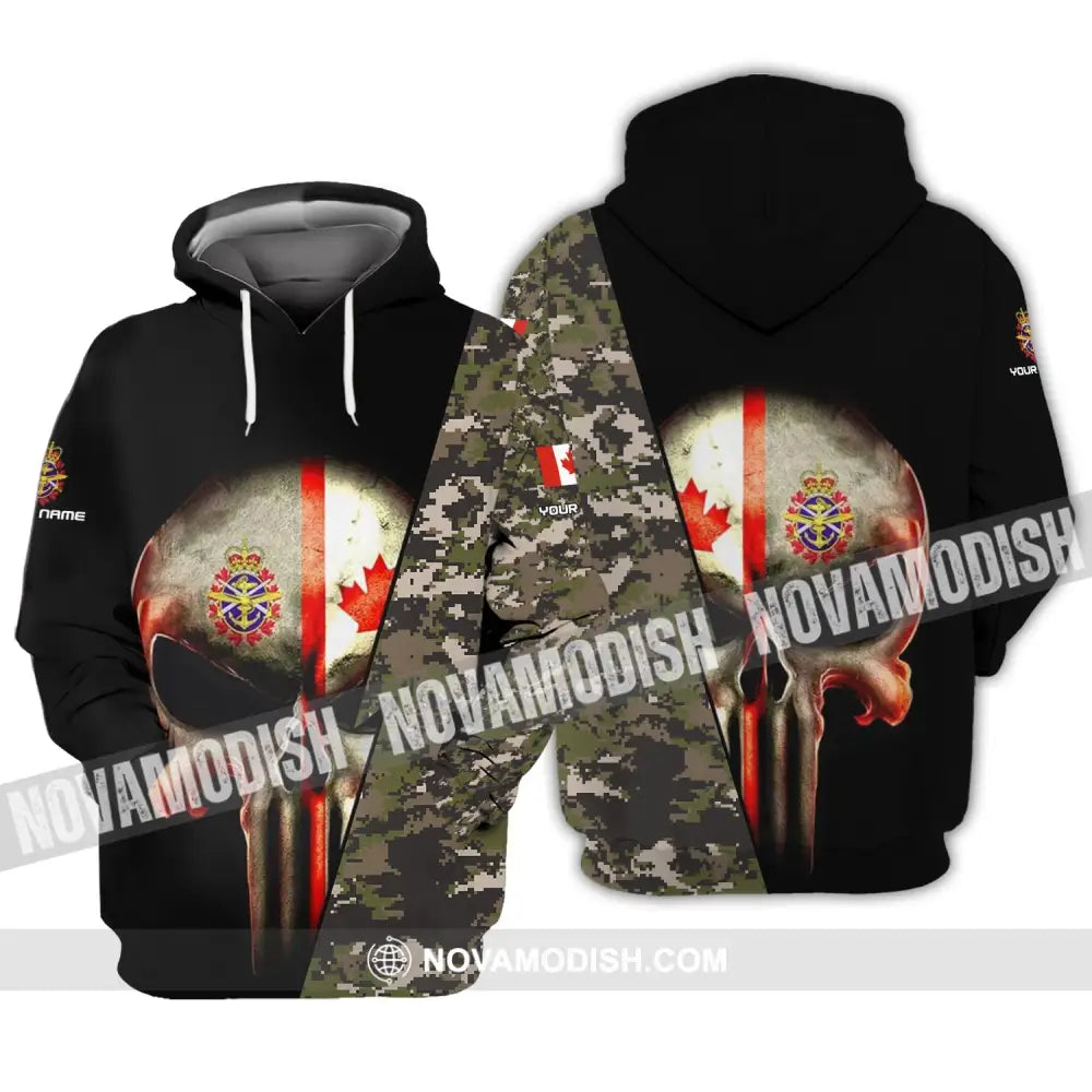 Unisex Shirt - Custom Name Shirt - Canadian Skull With Camouflage Pattern Hoodie / S T-shirt
