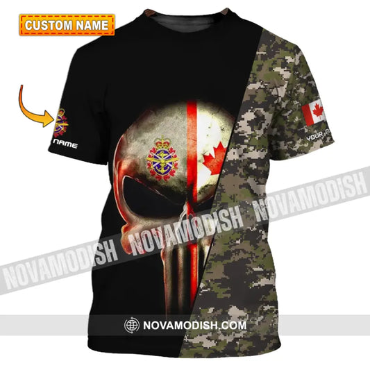 Unisex Shirt - Custom Name Shirt - Canadian Skull With Camouflage Pattern T-shirt