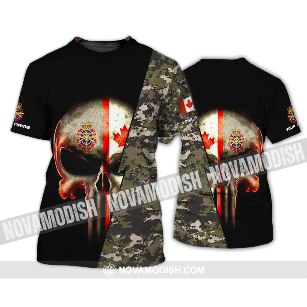 Unisex Shirt - Custom Name Shirt - Canadian Skull With Camouflage Pattern T-Shirt / S T-shirt