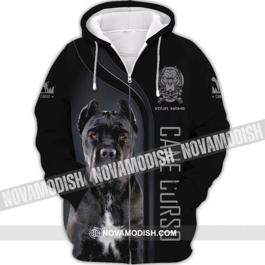 Unisex Shirt Custom Name Cane Corso Dog Polo Long Sleeve Gift For Lover Zipper Hoodie / S T-Shirt