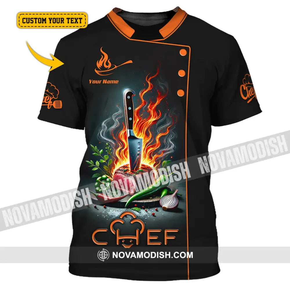 Unisex Shirt Custom Name Chef Apparel Polo Long Sleeve Cooking Love T-Shirt T-Shirt