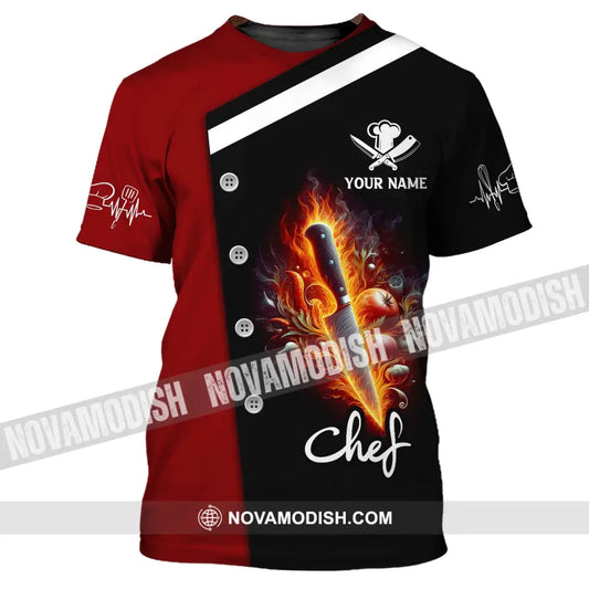 Unisex Shirt Custom Name Chef Apparel Polo Long Sleeve Cooking Love T-Shirt / S