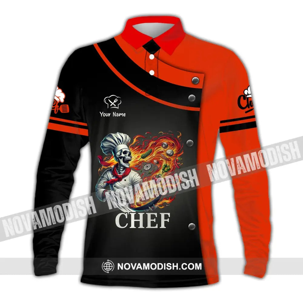 Unisex Shirt Custom Name Chef Apparel Polo Long Sleeve Cooking Love T-Shirt / S T-Shirt