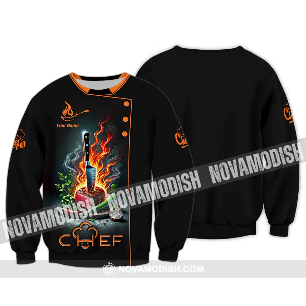 Unisex Shirt Custom Name Chef Apparel Polo Long Sleeve Cooking Love T-Shirt / S T-Shirt