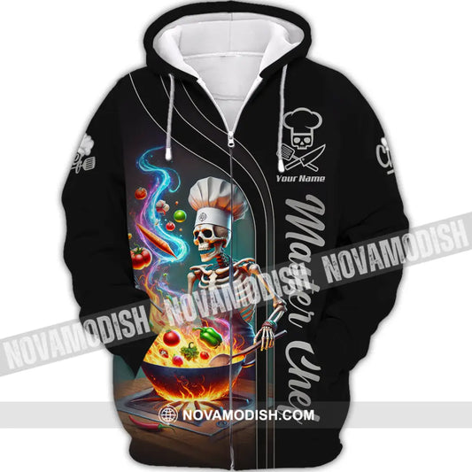 Unisex Shirt Custom Name Chef Apparel Polo Long Sleeve Cooking Love T-Shirt Zipper Hoodie / S