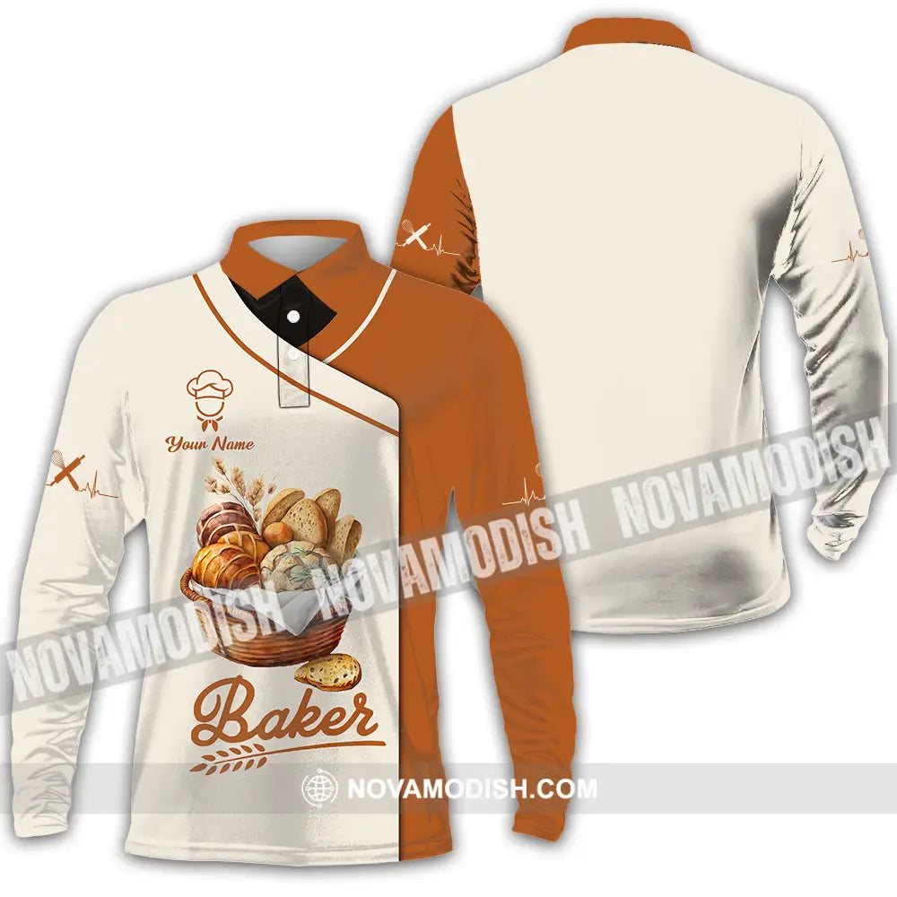 Unisex Shirt - Custom Name Chef Shirt Bakers Shirt Long Sleeve Polo / S T-shirt