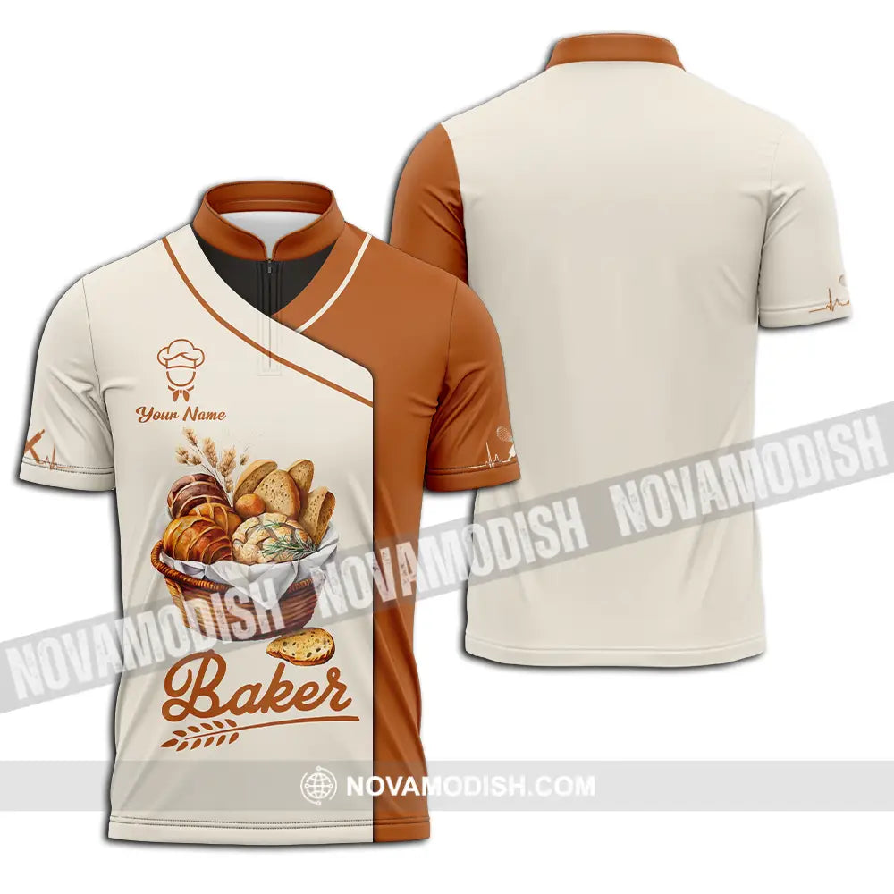 Unisex Shirt - Custom Name Chef Shirt Bakers Shirt Zipper Polo Shirt / S T-shirt