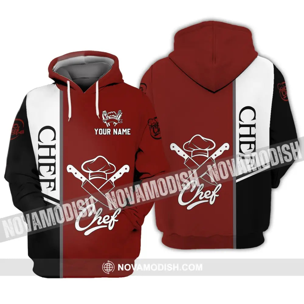 Unisex Shirt - Custom Name Shirt - Chef Black White And Red Hoodie / S T-shirt