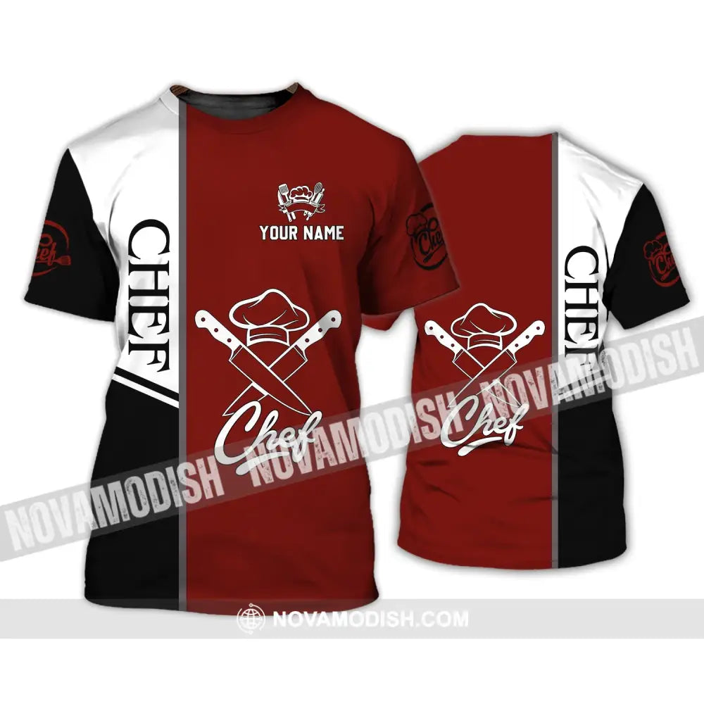 Unisex Shirt - Custom Name Shirt - Chef Black White And Red T-Shirt / S T-shirt