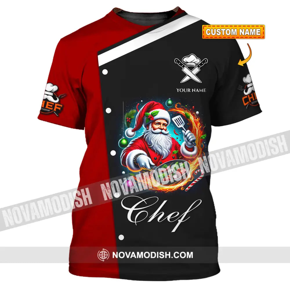 Unisex Shirt Custom Name Chef Christmas Polo Long Sleeve Cooking Love T-Shirt T-Shirt