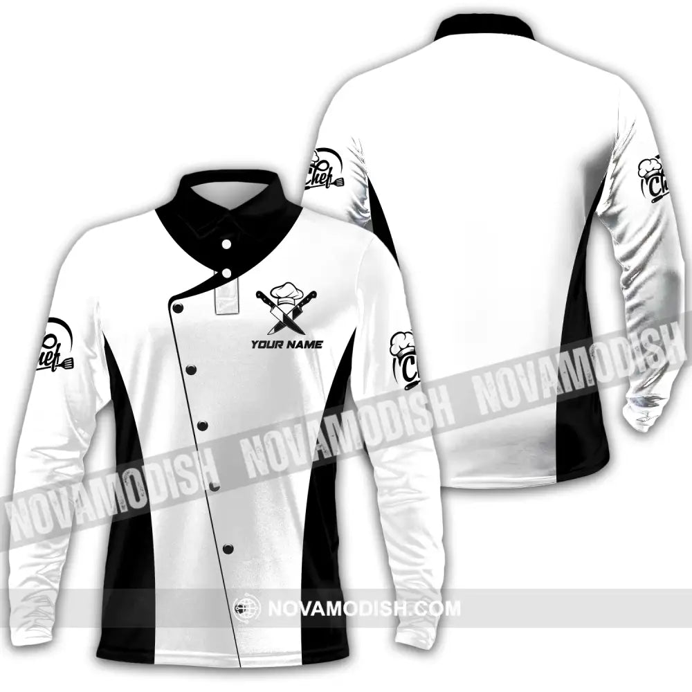 Unisex Shirt - Custom Name Chef Shirt Classic Chef Shirt Long Sleeve Polo / S T-shirt