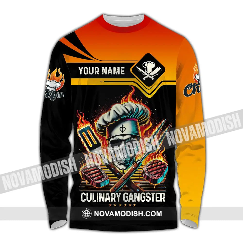 Unisex Shirt - Custom Name Chef Culinary Gangster Long Sleeve / S T-Shirt