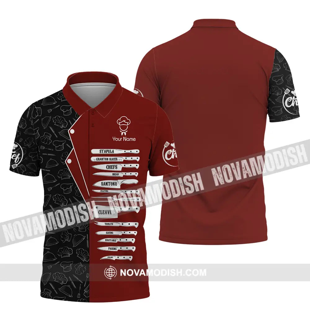 Unisex Shirt - Custom Name Chef Shirt Cutting Tool Polo Shirt / S T-shirt