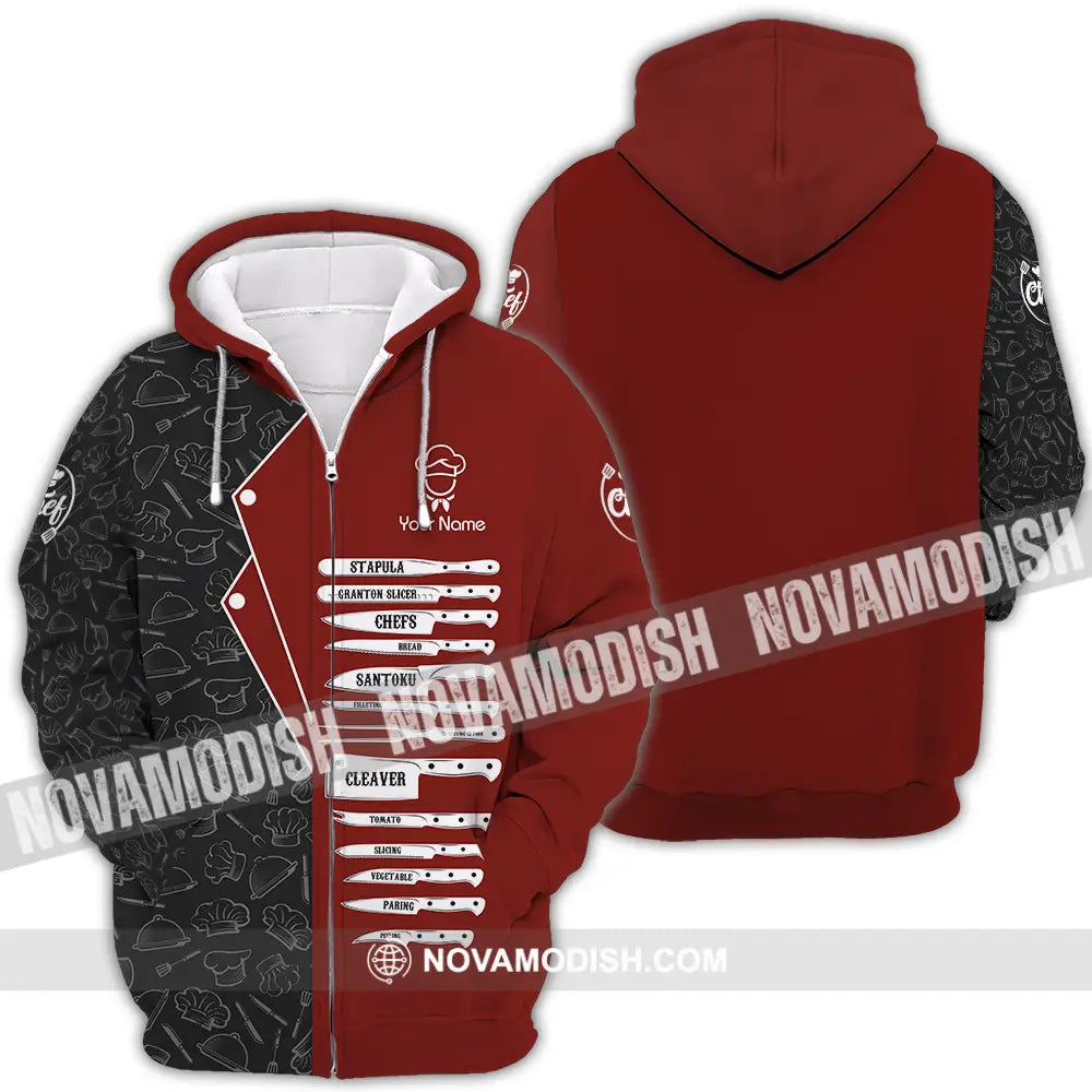 Unisex Shirt - Custom Name Chef Shirt Cutting Tool Zipper Hoodie / S T-shirt