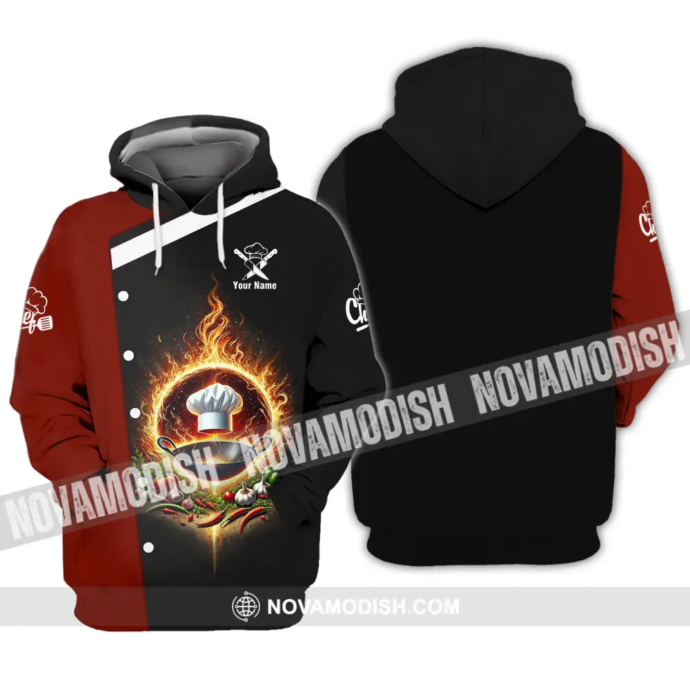 Unisex Shirt - Custom Name Chef Shirt Fire Pan Hoodie / S T-shirt