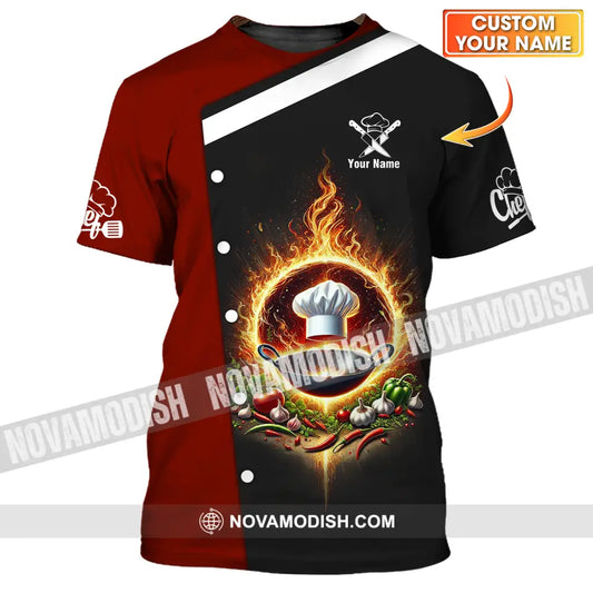 Unisex Shirt - Custom Name Chef Shirt Fire Pan T-shirt