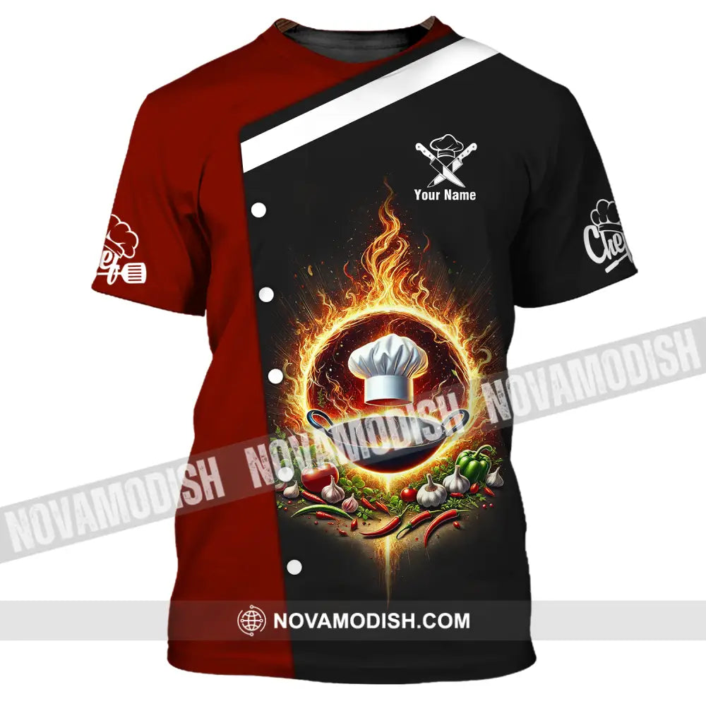 Unisex Shirt - Custom Name Chef Shirt Fire Pan T-Shirt / S T-shirt