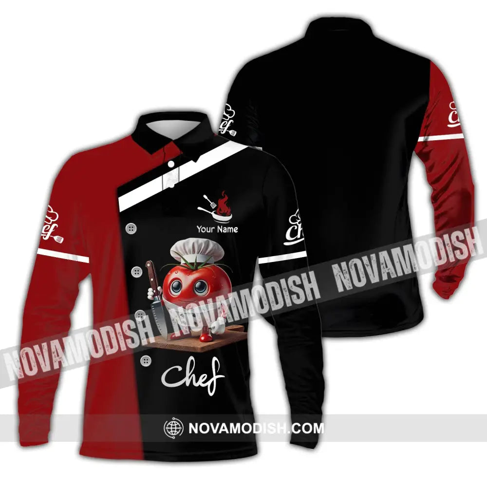 Unisex Shirt Custom Name Chef Gift Long Sleeve Polo / S T-Shirt