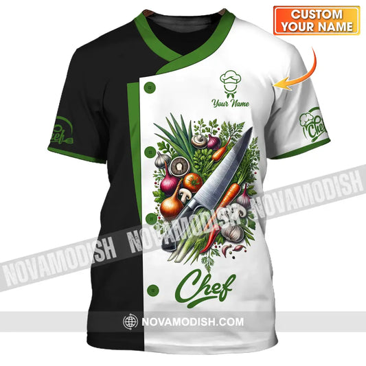 Unisex Shirt - Custom Name Chef Shirt Green Vegetables T-shirt