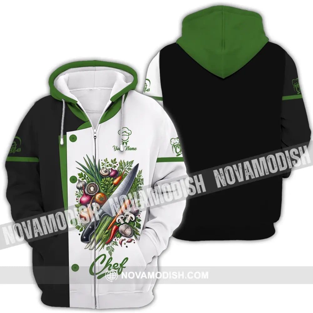 Unisex Shirt - Custom Name Chef Shirt Green Vegetables Zipper Hoodie / S T-shirt