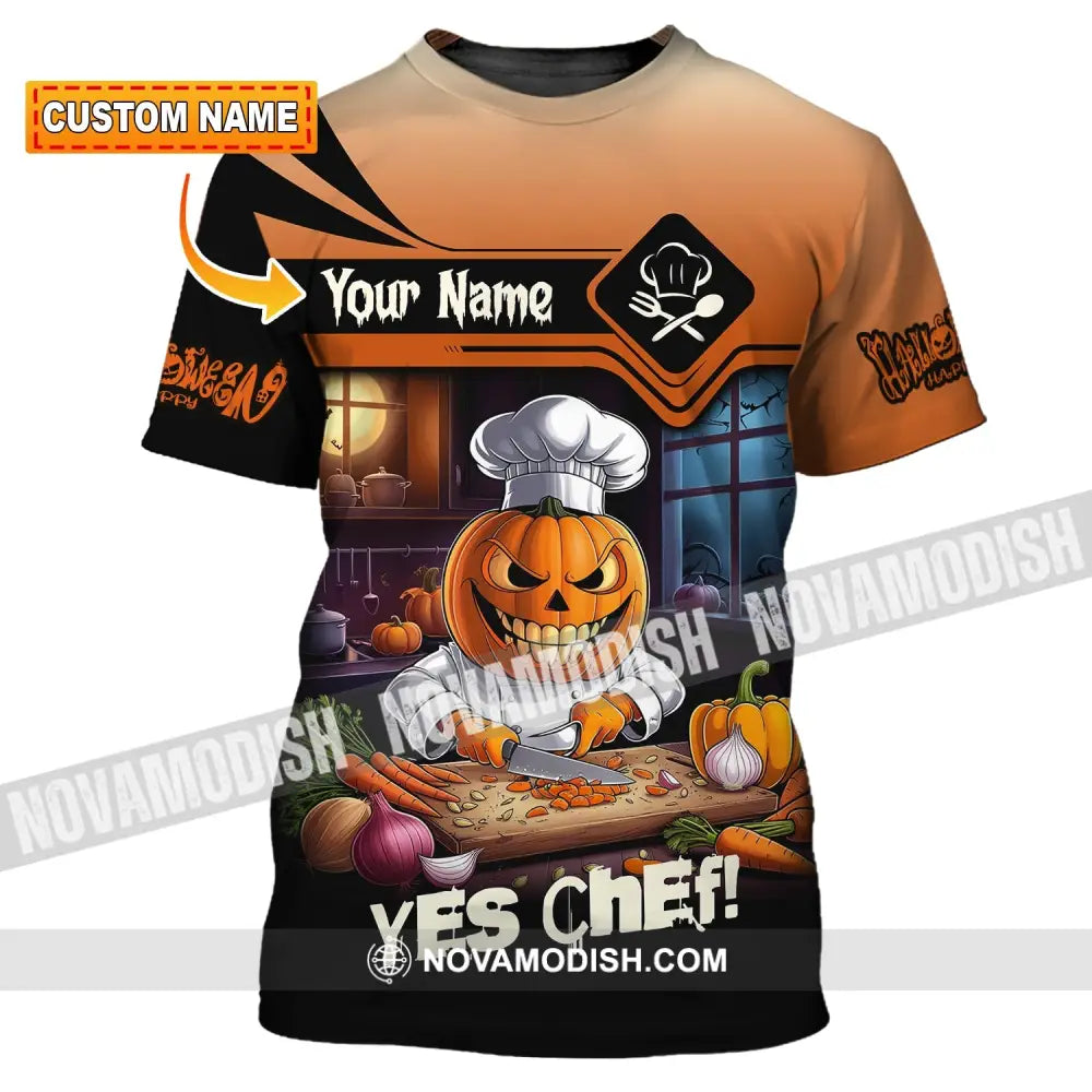 Unisex Shirt Custom Name Chef Halloween Polo Long Sleeve Cooking Love T-Shirt T-Shirt