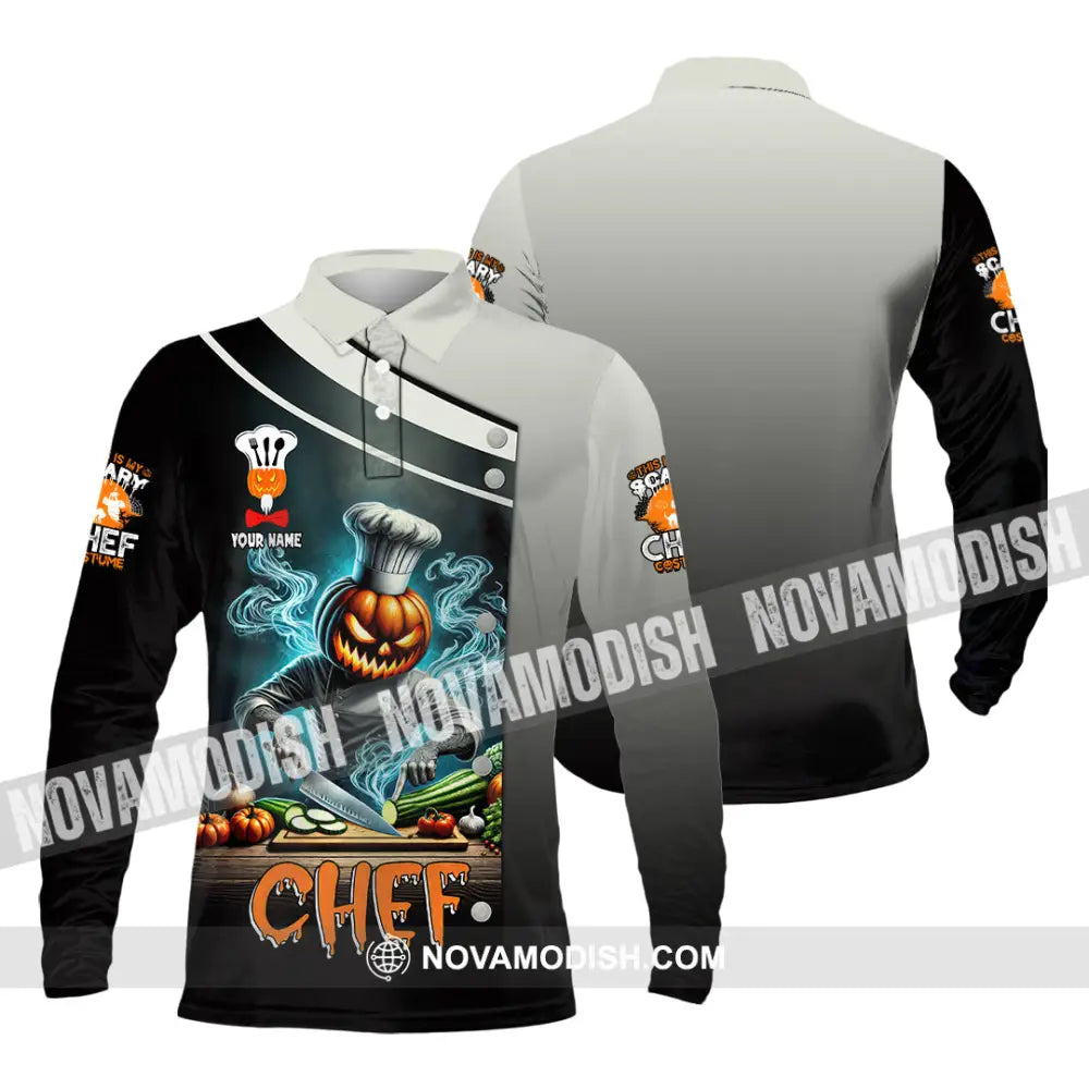 Unisex Shirt Custom Name Chef Halloween Polo Long Sleeve Cooking Love T-Shirt / S T-Shirt