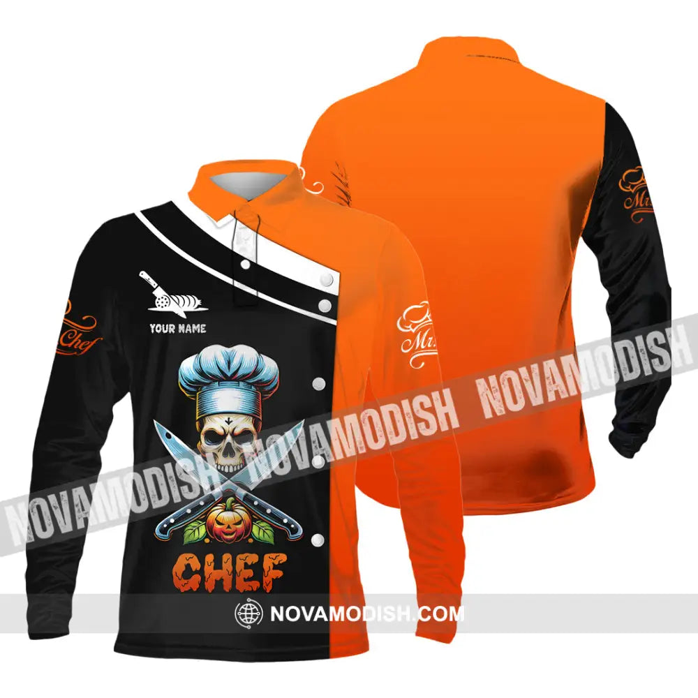 Unisex Shirt Custom Name Chef Halloween T-Shirt Gift For Long Sleeve Polo / S T-Shirt