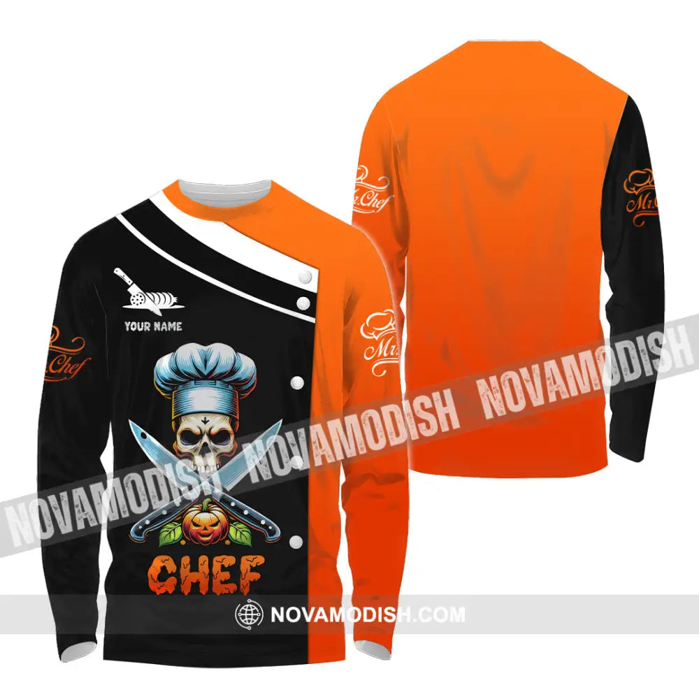 Unisex Shirt Custom Name Chef Halloween T-Shirt Gift For Long Sleeve / S T-Shirt