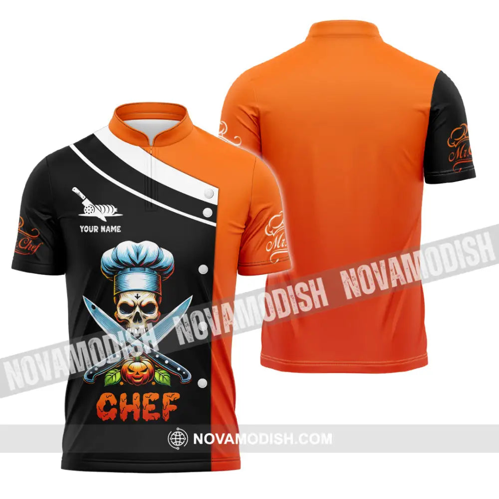 Unisex Shirt Custom Name Chef Halloween T-Shirt Gift For Zipper Polo / S T-Shirt