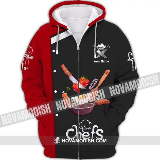 Unisex Shirt Custom Name Chef Hoodie Polo Gift For Cooking Lovers Zipper / S T-Shirt