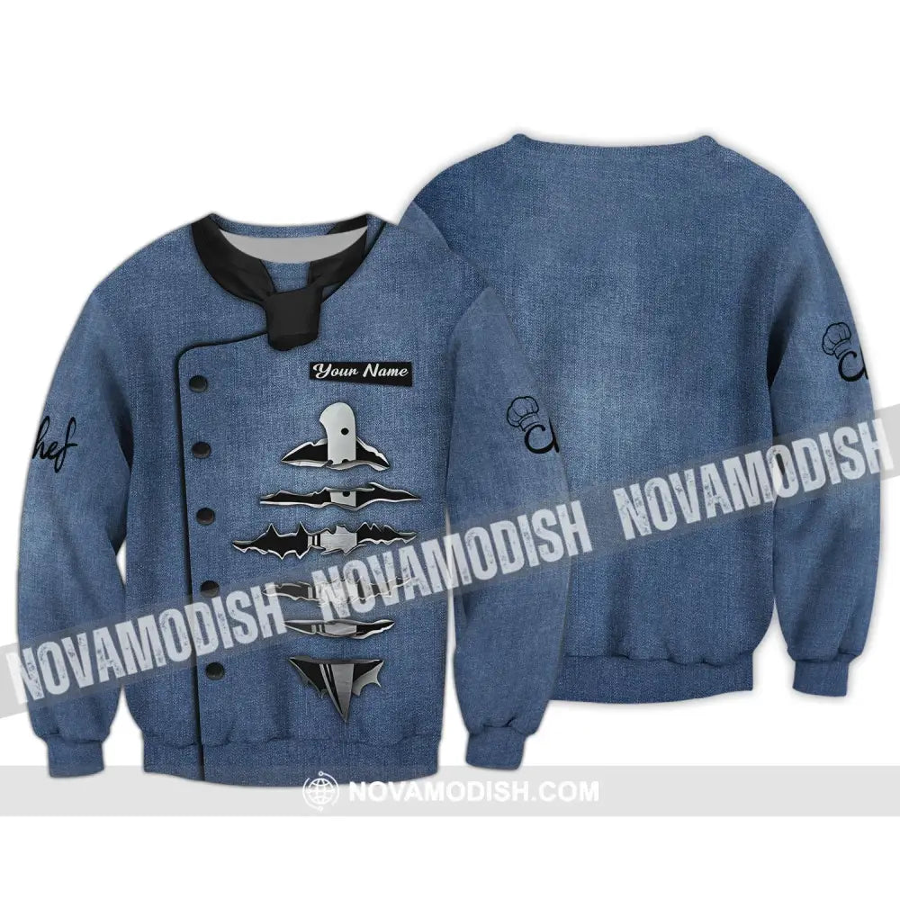 Unisex Shirt - Custom Name Shirt Chef Jean Blue Color Shirt Long Sleeve / S T-shirt